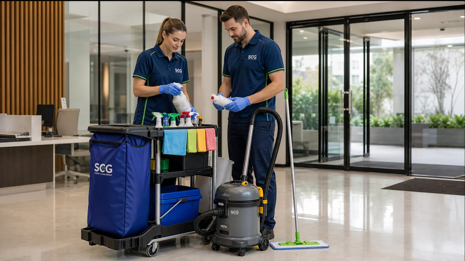 Professional commercial cleaning team at work in Parramatta